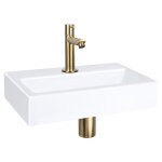 Differnz set lavabo plat 38x24x7 cm ¿ vasque en c�ramique avec robinet ¿ robinet droit eau froide or ...