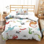 Dinosaur impression en d parure de couette avec fermeture eclair housse de couette respirantepour tout ...