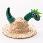 (dinosaure)chapeau de soleil en paille pour petit animal de compagnie, joli chapeau de costume pour chiens, ...