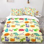 Dinosaure housse de couette x enfant + x taies d'oreiller xcm house de couette microfibre parure lit ...