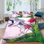 Dinosaure housse de couette x imprim�� d fleur rouge parure de lit personnes ado fille enfants microfibre ...
