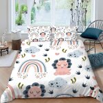 Dinosaure rose housse de couette x imprim�� d arc - en - ciel parure de lit personnes ado fille enfants ...