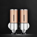 Distributeur savon liquide acier inoxydable poussoir double r�servoir 50cl dor� - yonis