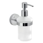 Distributeur de savon liquide fixation murale avec doseur en metal chrome sparta