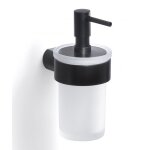 Distributeur de savon noir mat avec recipient en verre et fixation murale palazzo
