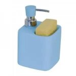Distributeur de savon & porte eponge c�ramique - msv - malaga - bleu - pratique et �l�gant