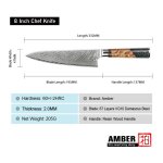 Dms - 334b 8 chef - couteau a viande de chef japonais santoku, ambre, 67 couches, acier damas vg10, cuisine ... Dms - 334b 8 chef - couteau a viande de chef japonais santoku, ambre, 67 couches, acier damas vg10, cuisine ...