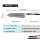 Dms - 334d santoku - couteau a viande de chef japonais santoku, ambre, 67 couches, acier damas vg10, ... Dms - 334d santoku - couteau a viande de chef japonais santoku, ambre, 67 couches, acier damas vg10, ...