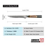 Dms - 334g anceau - couteau a viande de chef japonais santoku, ambre, 67 couches, acier damas vg10, cuisine ... Dms - 334g anceau - couteau a viande de chef japonais santoku, ambre, 67 couches, acier damas vg10, cuisine ...