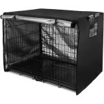 Dog cage cover, waterproof, durable and lightweight, 420d polyester double door crate cover, indoor and ...