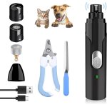 Dog nail file, electric nail clipper, claw cutter, dog nail grinder, 2 speeds and 3 ports, rechargeable ...