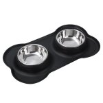 Double bol antidrapant pour chiens et chats, avec coussin en silicone, mangeoire a eau durable en acier ...