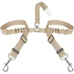 Double ceinture pour 2 chiens - laisse rflchissante rglable de scurit en nylon elastique - harnais ...