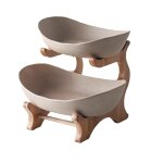 Double couche moderne en bois salon multi - couche snack net assiette de fruits rouges assiette  dessert ...