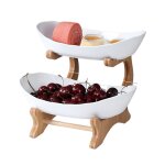 Double couche moderne en bois salon multi - couche snack net assiette de fruits rouges assiette  dessert ...