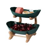 Double couche moderne en bois salon multi - couche snack net assiette de fruits rouges assiette  dessert ...