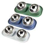 Double gamelles pour chiens, en acier inoxydable, support inclin�, facile a nettoyer, 53ca