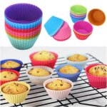 Doublure de cupcake en silicone, 12 pi�ces / paquet, moule de tasse ronde de cuisson, outil de g�teau ...