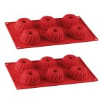 Dr oetker 1270 lot de 2 moules a 6 mini kougelhopfs en silicone, moule en silicone, moule a g�teau, moule ...