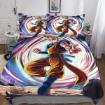 Dragon ball goku literie d imprim�� en microfibre avec parure de lit, anime housse de couette et fermeture ...