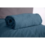 Drap housse 100% microfibre lav�e bleu nuit 140 x 190 cm