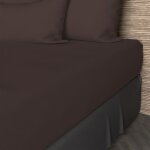Drap housse en coton 57 fils 200x200 cm uni brun, par soleil d'ocre