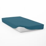 Drap housse en coton 57 fils 70x140 cm bebe bleu canard, par soleil d'ocre