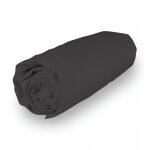 Drap housse en coton percale 140x190 cm camille anthracite, par songe de camille