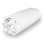 Drap housse en polycoton 160x200 cm percale blanc, par soleil d'ocre