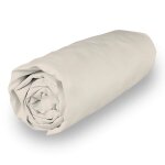 Drap housse en polycoton 160x200 cm percale lin, par soleil d'ocre