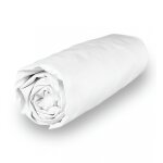 Drap housse en polycoton 200x200 cm percale blanc, par soleil d'ocre