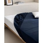 Drap - housse ranforce double 100% coton manon - bleu marine