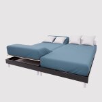 Drap housse tpr en coton 57 fils 2x80x200 cm uni bleu canard, par soleil d'ocre