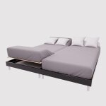 Drap housse tpr en coton 57 fils 2x80x200 cm uni gris, par soleil d'ocre