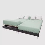 Drap housse tpr en coton 57 fils 2x80x200 cm uni vert eau, par soleil d'ocre