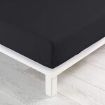 Drap housse uni - 160 x 200 cm - jersy - noir