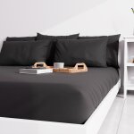 Drap housse uni 160x200 cm zzz noir