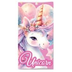 Drap de plage licorne enfant microfibre 70x140 cm (taille 70 x 140 cm, couleur rose)