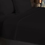 Drap plat en coton 57 fils 180x290 cm uni noir, par soleil d'ocre
