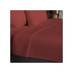 Drap plat en coton 57 fils 260x300 cm uni brique, par soleil d'ocre