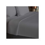 Drap plat en coton 57 fils 260x300 cm uni gris, par soleil d'ocre