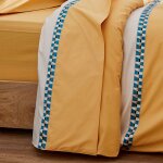 Drap plat en percale avec galon g�om�trique
