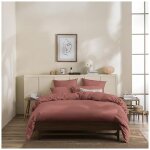 Drap plat uni en percale de coton lav�e, delicate
