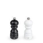 Paris duo de moulins a poivre et a sel manuels en bois noir mat et blanc mat 12 cm - 4. 75