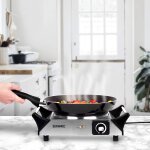 Duronic hp1 ss plaque de cuisson chauffante lectrique avec foyer en fonte de 20 cm 1500w compacte et ...