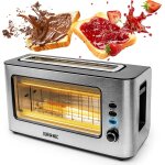 Duronic tb10 grille - pain de 1000w large fente pour 2 tranches de pain fentre transparente finition ...