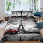 Duvet cover setsets de housse de couette parure de lit personnes gris voiture horloge tour eiffel xcm ...