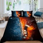 Eau feu housse de couette x imprim�� d musique parure de lit personnes ado fille enfants microfibre literie ...