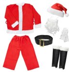 Ecd germany costume de p�re no�l 9 pi�ces avec bonnet, barbe, ceinture, gants, taille unique s - xl, ...