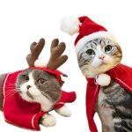 Echarpe rouge pour chien, chat, chiot, pre nol, chapeau, vtements de nol, cape, costumes corail chauds, ...